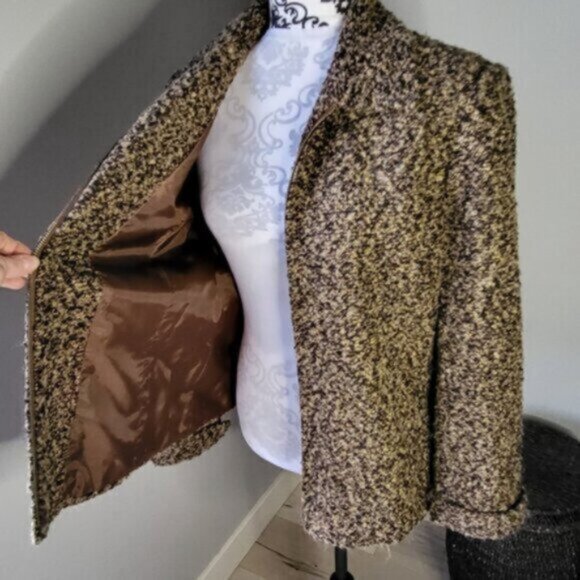 Liz Claiborne Zip Blazer  Shearling Jacket Sz 12 - Picture 8 of 12